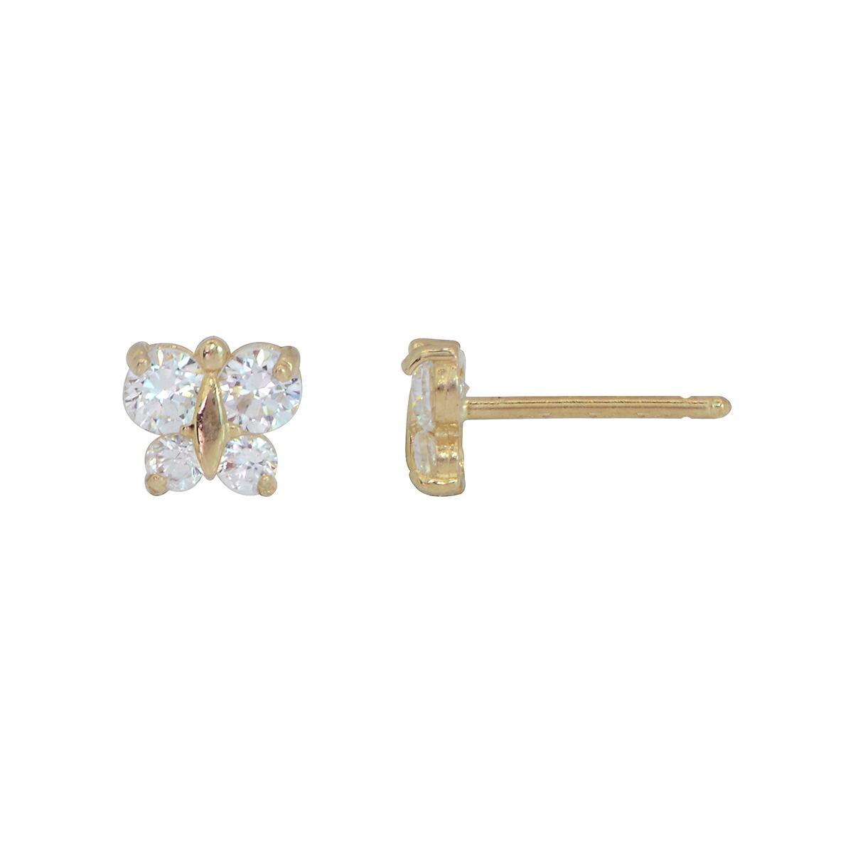 14kt. Yellow Gold Cubic Zirconia Butterfly Stud Earrings