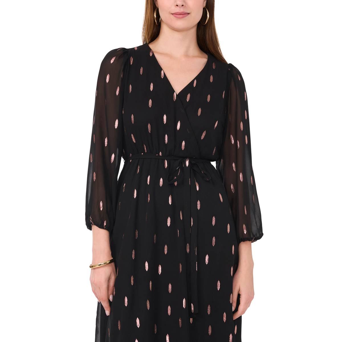 Womens MSK Surplice Chiffon Foil Midi Dress