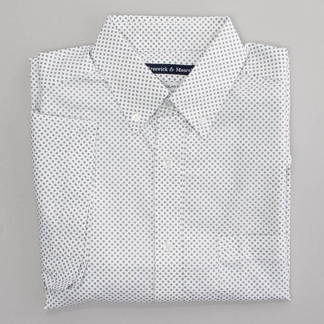 Mens Preswick & Moore® Short Sleeve Geometric Dress Shirt