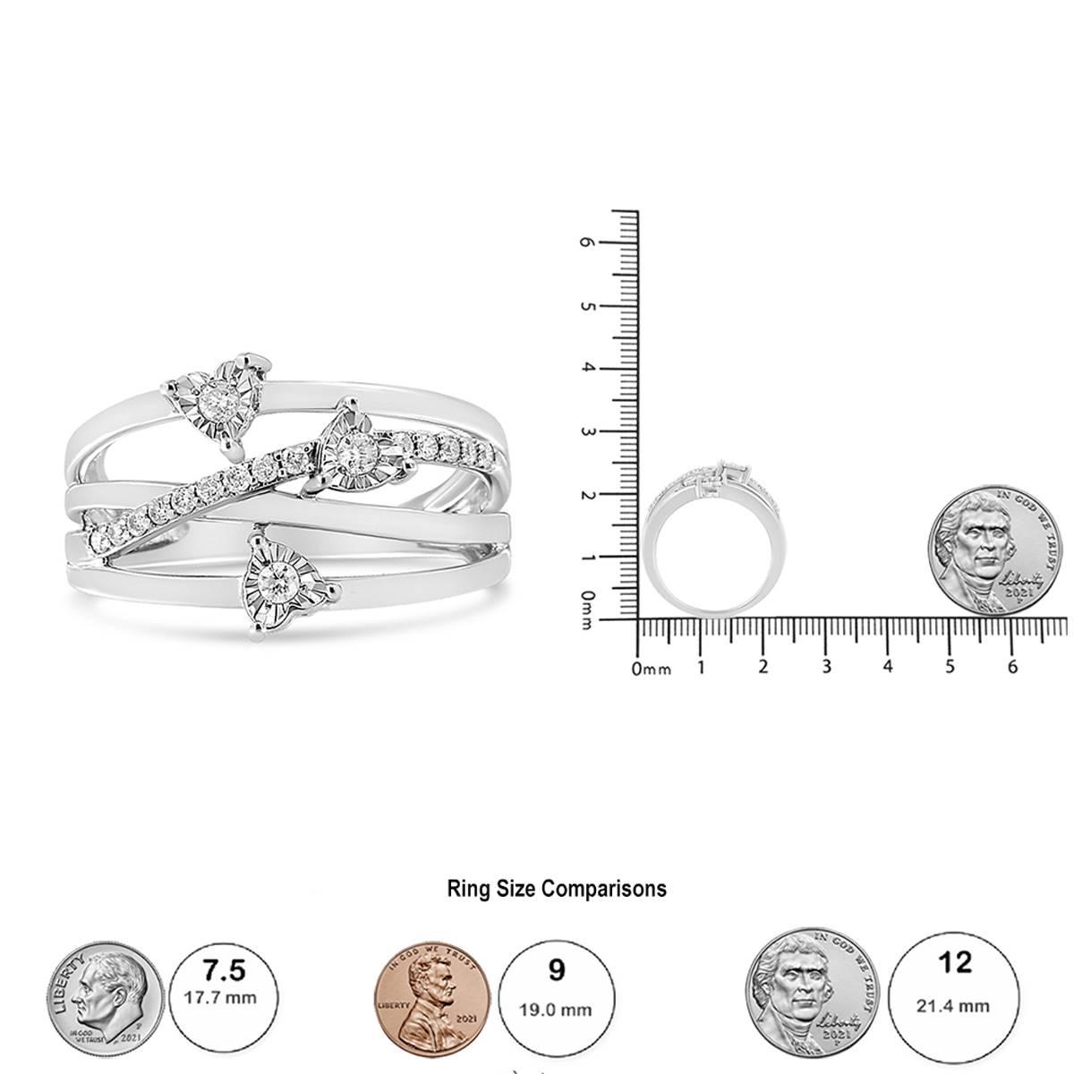Haus of Brilliance 1/5 ctw. Diamond Heart Cross-Over Bypass Ring