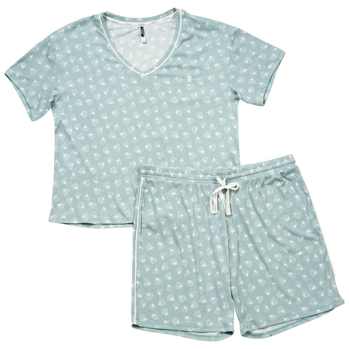 Petite IZOD(R) Short Sleeve Ditsy Bermuda Pajama Set