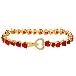14kt. Gold Plated & Red CZ Heart Tennis Bracelet