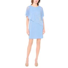 Womens MSK Pearl Floral Chiffon Overlay Shift Dress