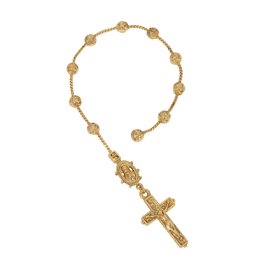 Symbols of Faith Gold Tone Crucifix Hand Rosary