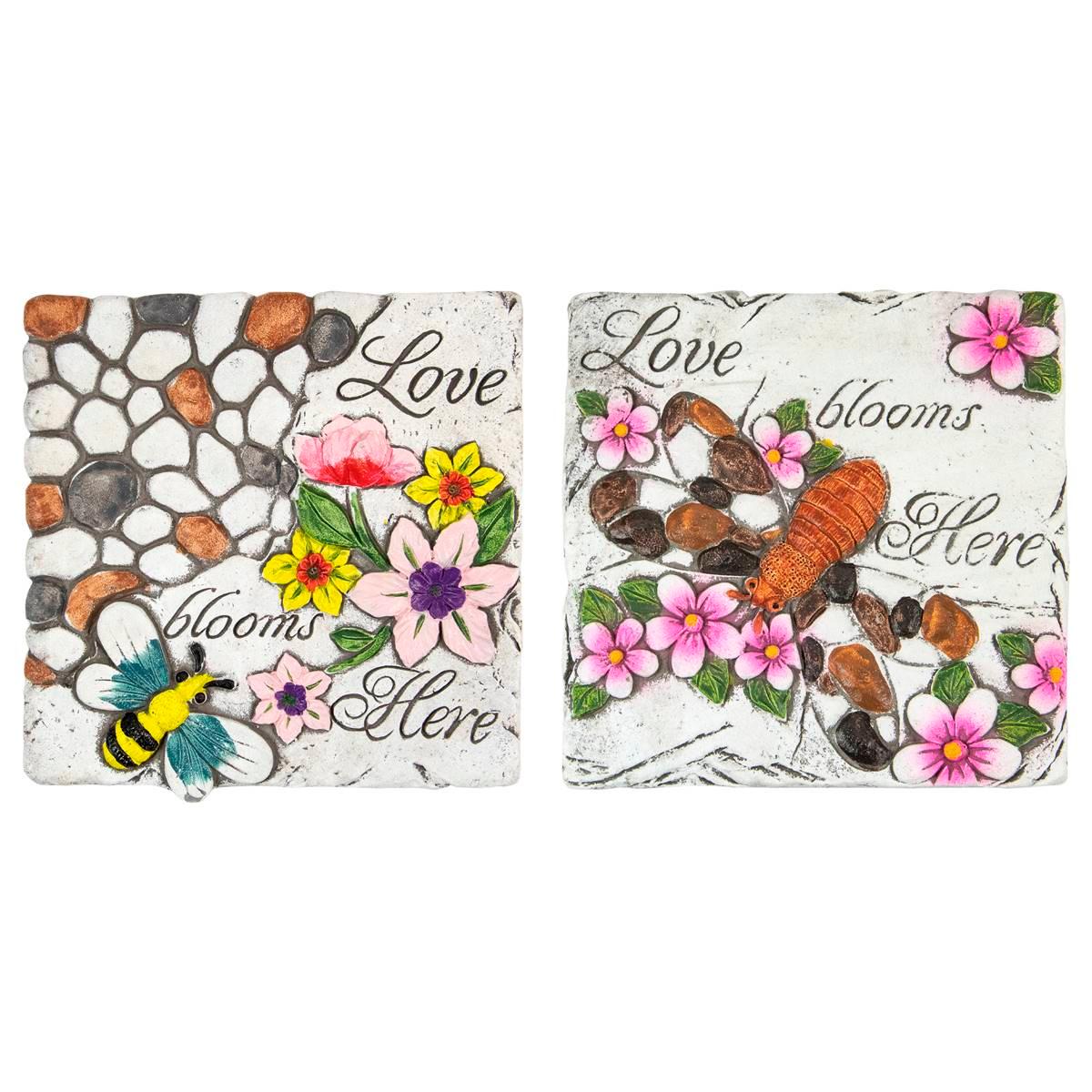 Northlight Seasonal Love Blooms Here Garden Stones - Set of 2