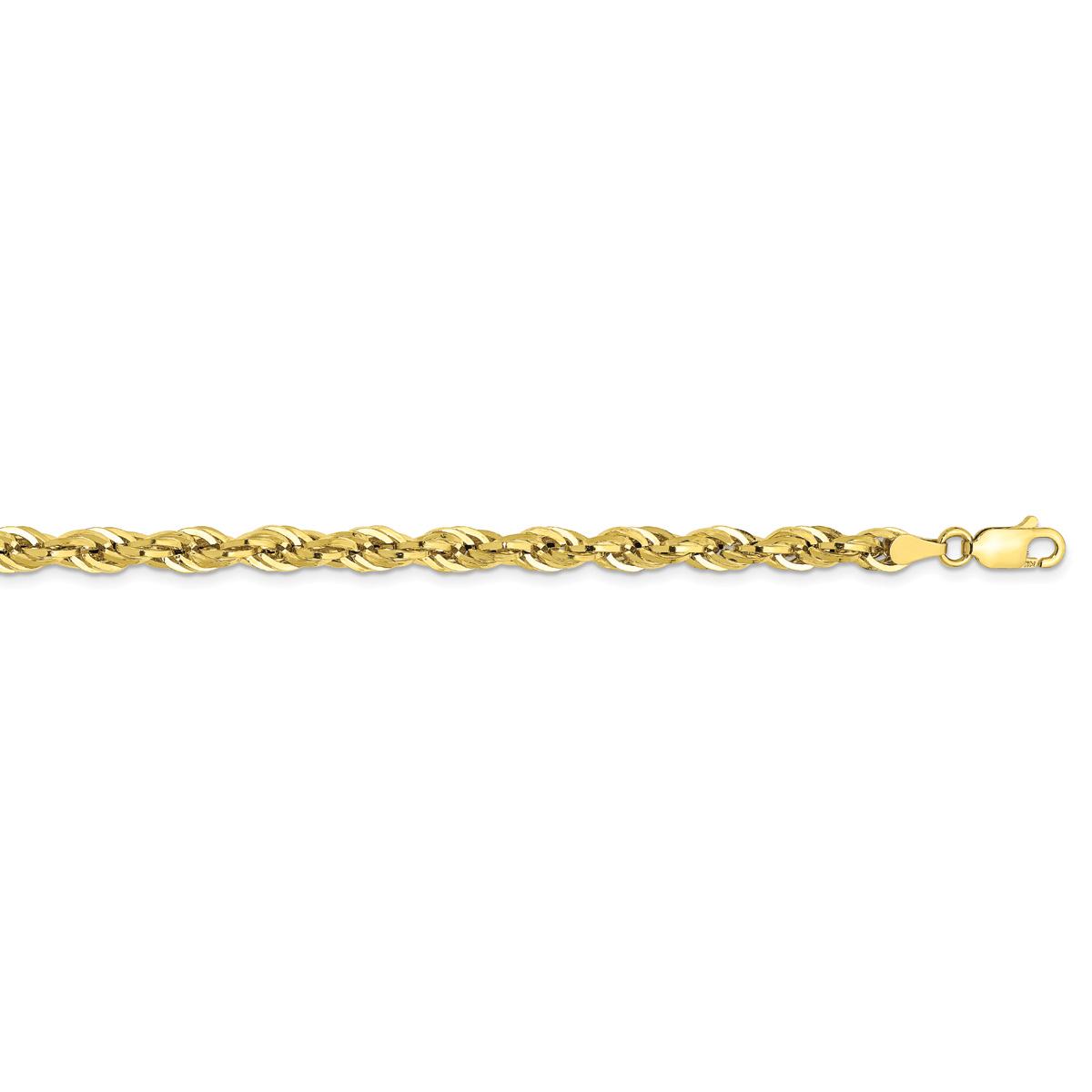 Mens Gold Classics(tm) 10kt. 7in. Semi-Solid Rope Chain Bracelet