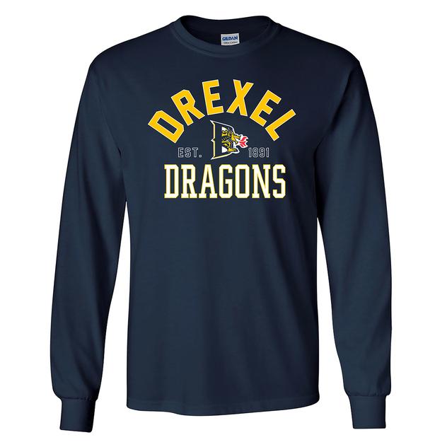 Mens Drexel College Long Sleeve Tee - Navy