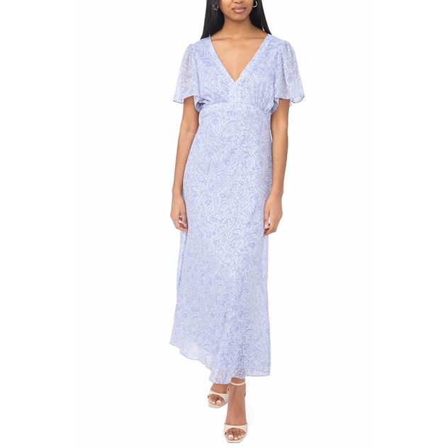 Womens MSK Short Ruffle Sleeve Floral Empire Waist Dress