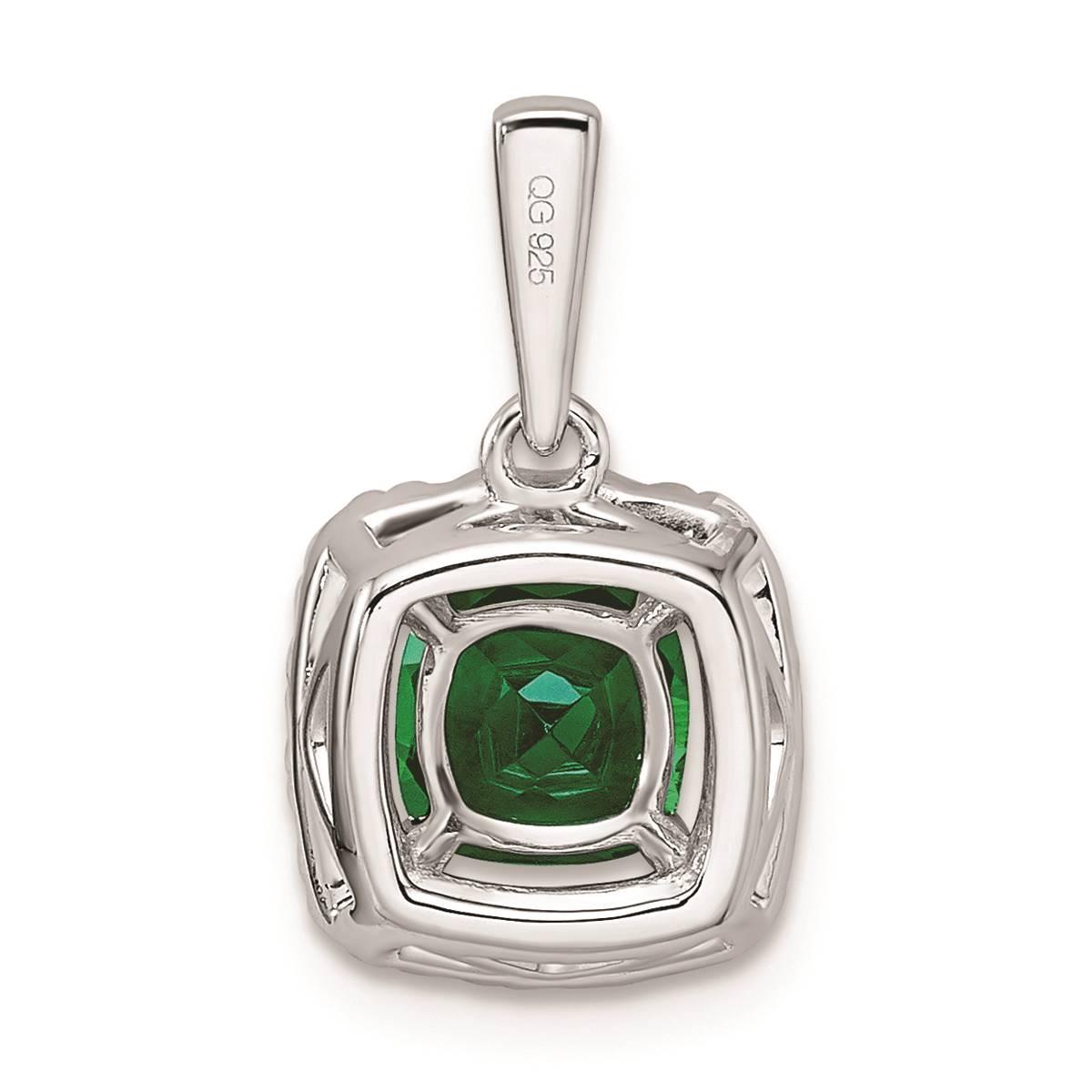 Pure Fire 14kt. White Gold Emerald Halo Pendant