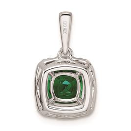 Pure Fire 14kt. White Gold Emerald Halo Pendant
