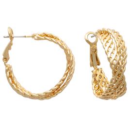 Freedom Nickel-Free Basket Weave Gold-Tone Hoop Earrings