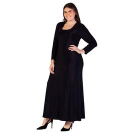 Plus Size 24/7 Comfort Apparel Long Sleeve Shimmery Maxi Dress