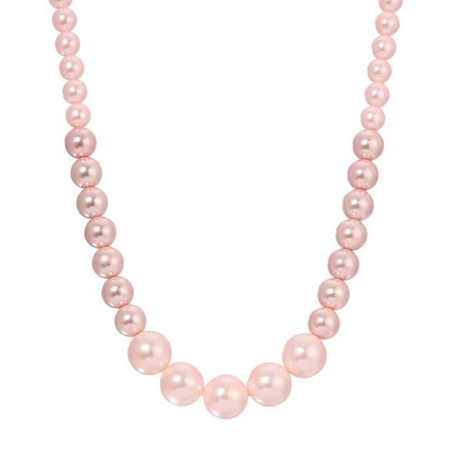 1928 8mm & 14mm Pink Faux Pearls Necklace