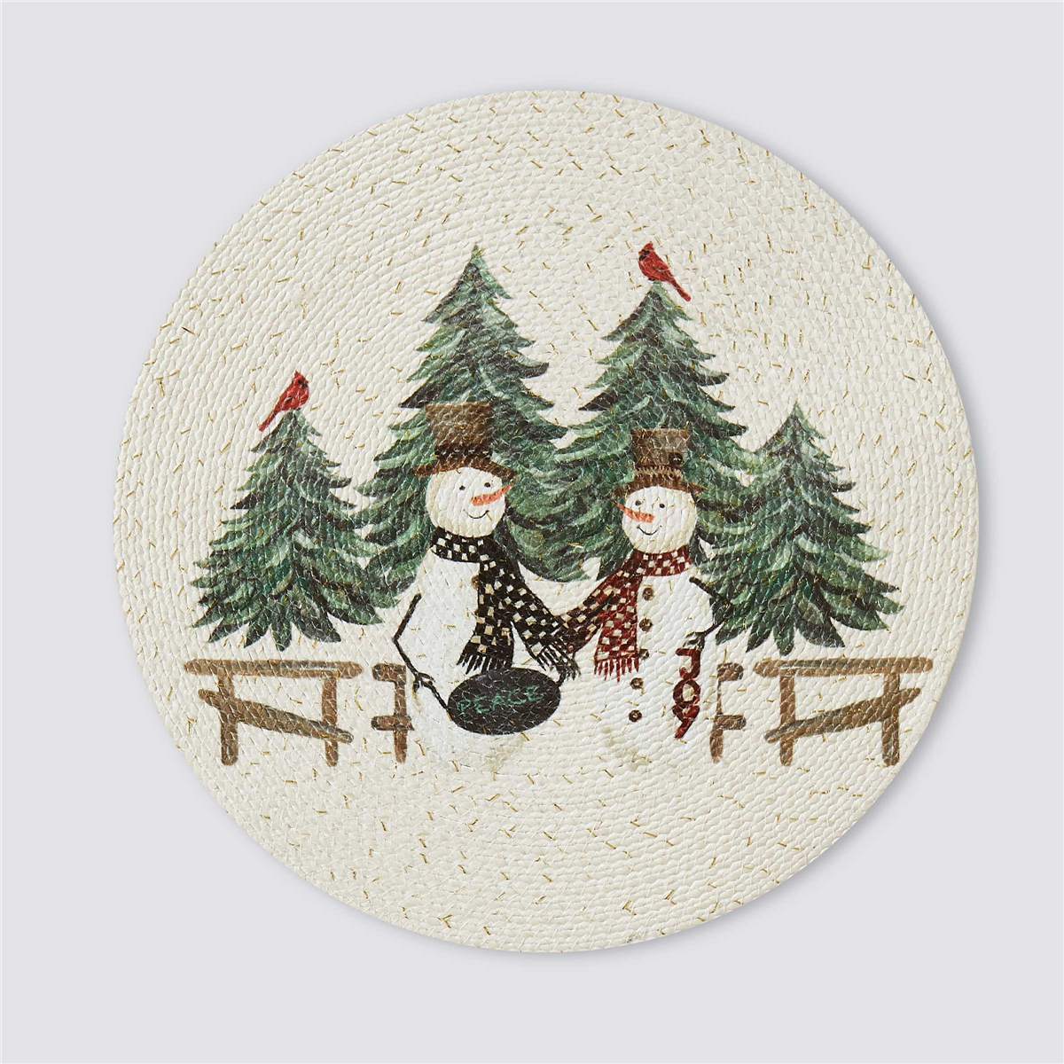 Avanti Linens Country Snowman Round Placemats - Set of 4
