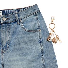 Juniors No Comment Classic Barrel Leg Jeans with Charm Keychain