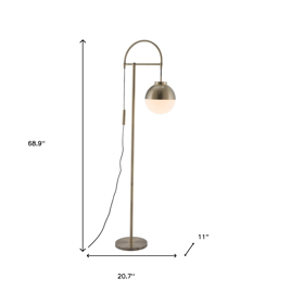 HomeRoots 69in. Bronze Steel Floor Lamp With Globe Shade