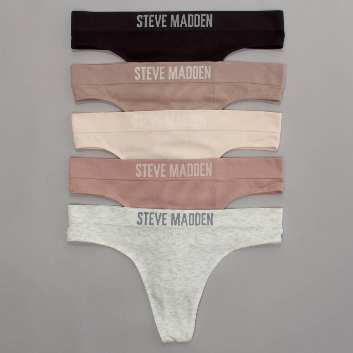 Womens Steve Madden 5pk. Ribbed Knit Thong SM19783A5