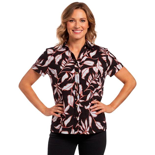 Womens Hasting & Smith Short Sleeve Leaf Crinkle Blouse