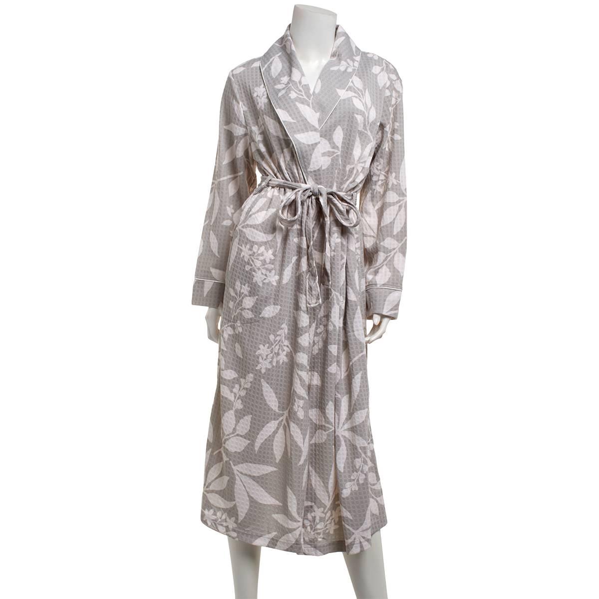 Womens Jasmine Rose Long Sleeve Leaves Houndstooth Shawl Robe