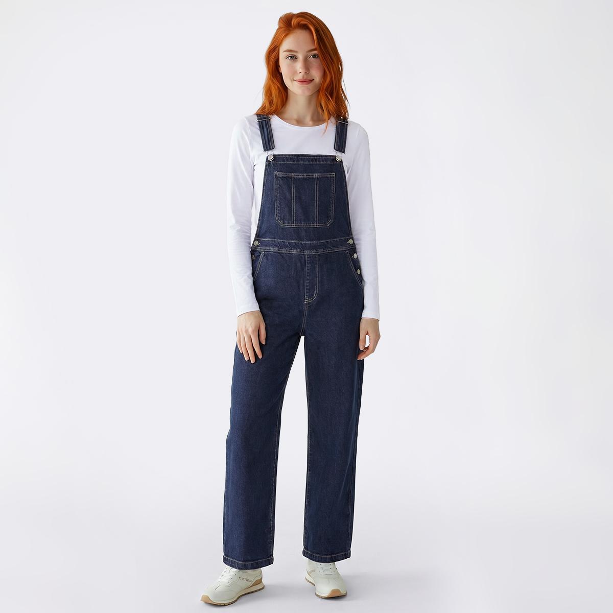 Juniors Celebrity Pink Overall High Rise Relaxed Fit Jeans