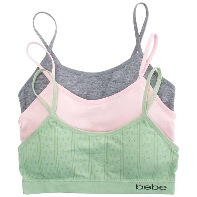 Girls (7-16) Bebe 3pk. Faux Pointelle/Solid Seamless Bralettes