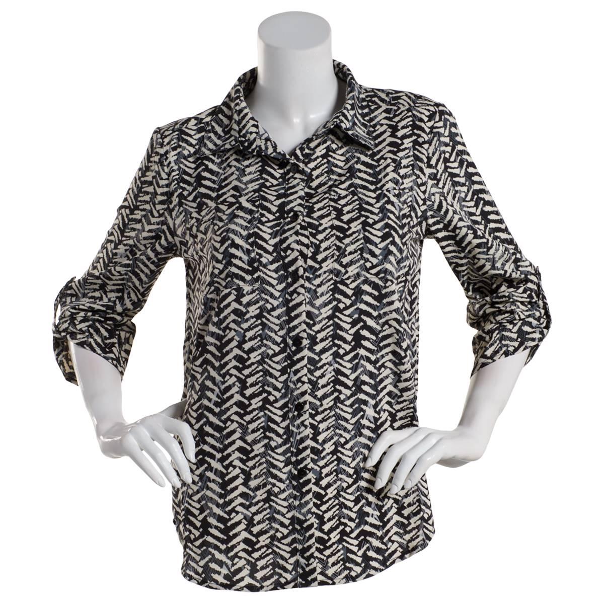 Womens Notations Abstract Equipment Causal Button Front