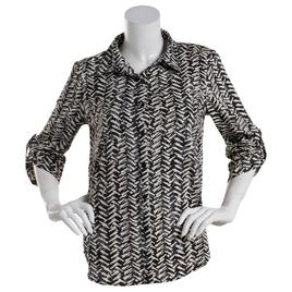 Womens Notations Abstract Equipment Causal Button Front