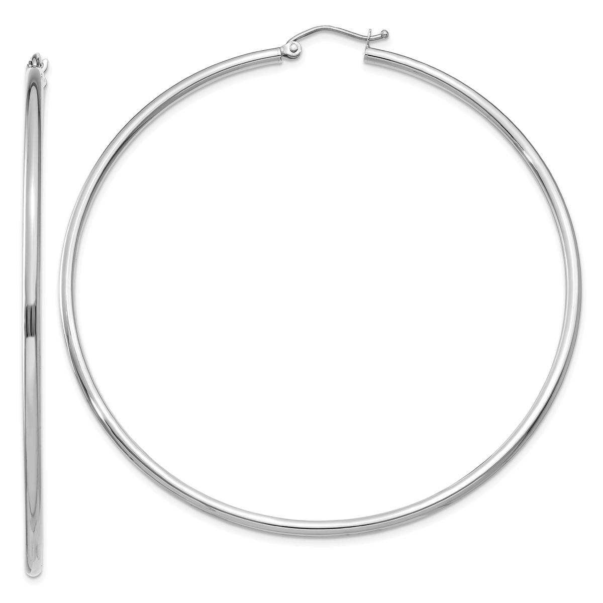 Gold Classics(tm) 14kt. White Gold 65mm Tube Hoop Earrings
