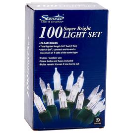 Sienna Super Bright Clear Color 100 Light Set with Green Wire