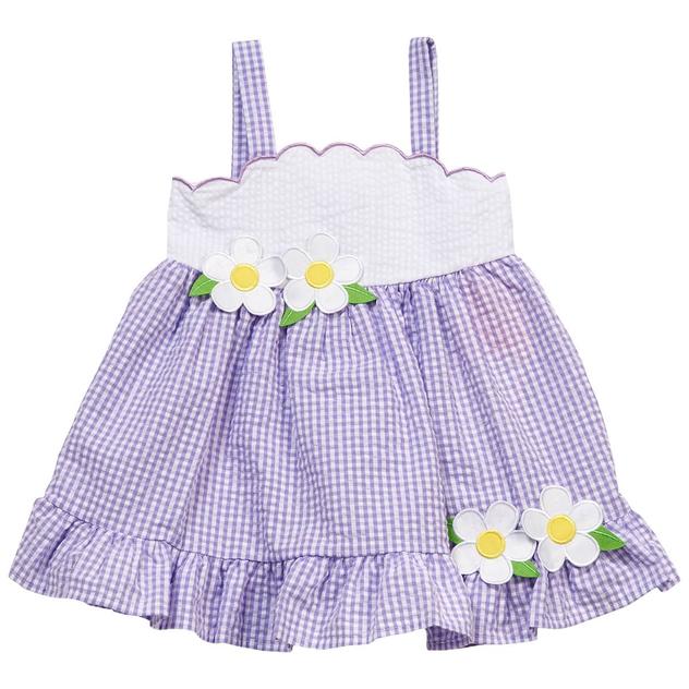Toddler Girl Rare Editions Daisy Scalloped Seersucker Dress