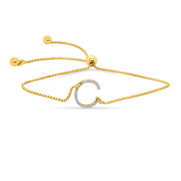Nova Star® Lab Grown Diamond Initial C Gold Plated Bolo Bracelet