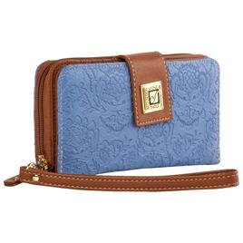 Womens Stone Mountain Cornell Batik Embossed Zip Around Wristlet