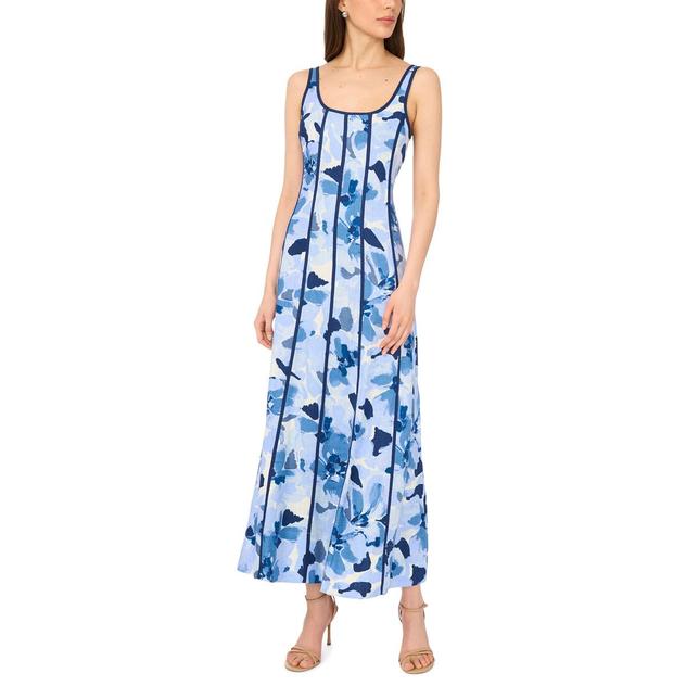 Womens MSK Sleeveless Floral Seam Down Linen Midi Dress