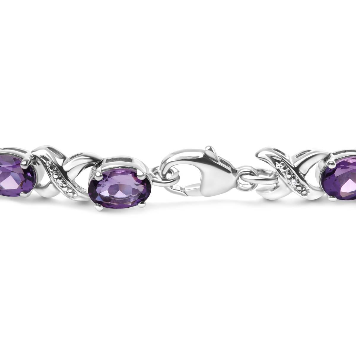 Haus of Brilliance Purple Amethyst & Diamond X-Link Bracelet