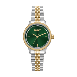 Womens DKNY Crystal Green Dial Two-Tone Watch - DK1L086M0085