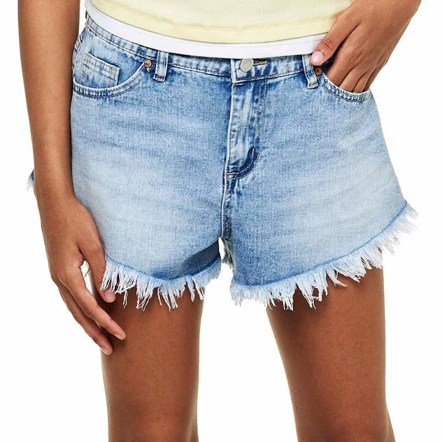 Juniors Madden Girl Relaxed Denim Shorts w/ Frayed Hem
