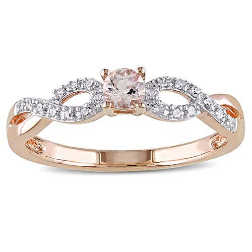 Gemstone Classics(tm) Diamond & Round Morganite Infinity Ring