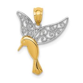 Gold Classics(tm) 14kt.  Gold & Rhodium Hummingbird Pendant