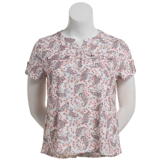 Womens Hasting & Smith Short Roll Cuff Sleeve Tee - Apricot