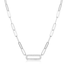Forever Facets Sterling Silver Oval Link Necklace