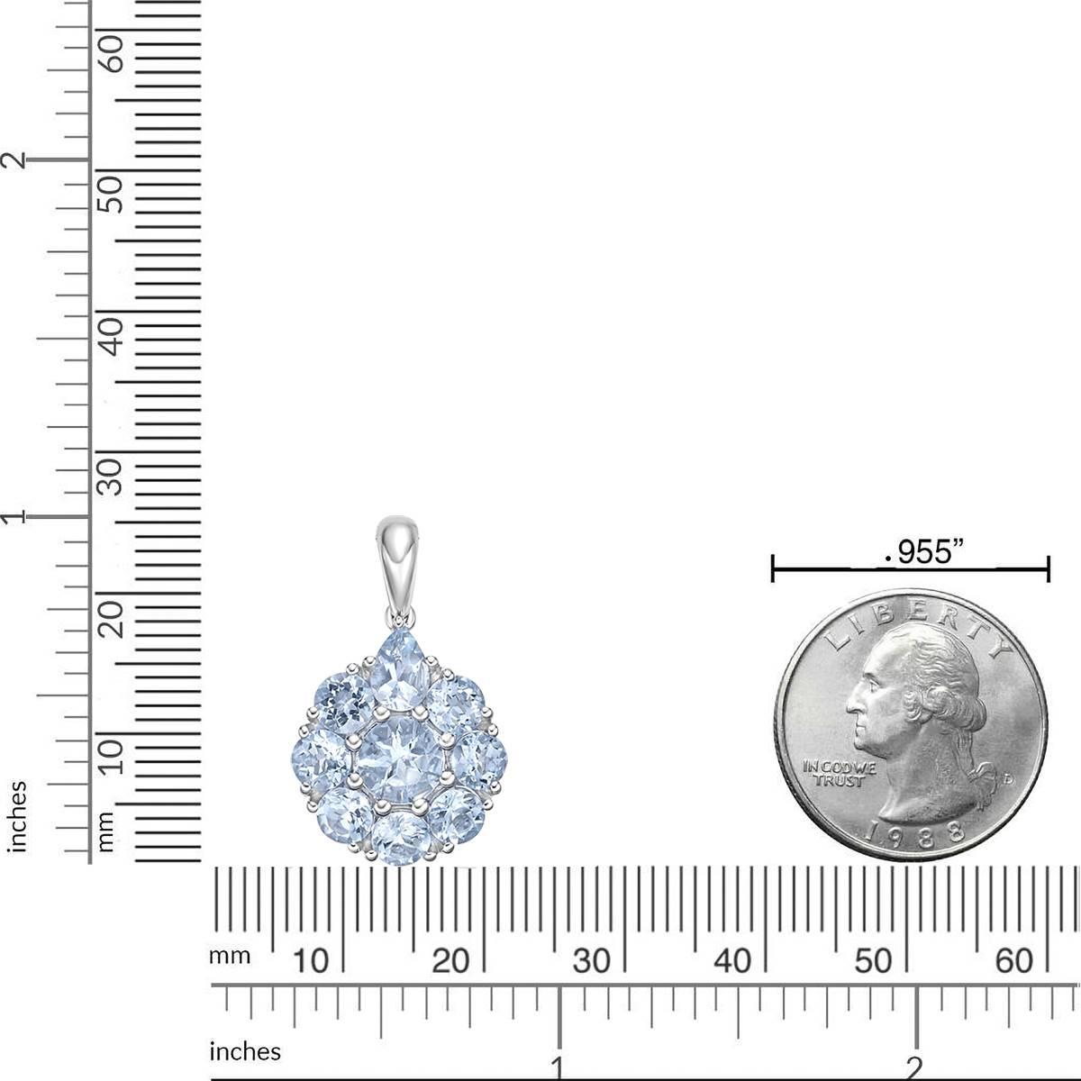 Gemminded 6mm & 4mm Round & 6x4 Pear Shape Aquamarine Pendant