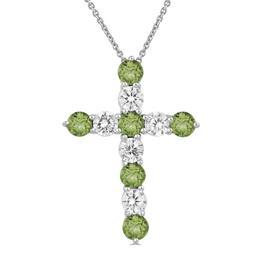 Gemstone Classics(tm) Peridot & Created Sapphire Cross Pendant