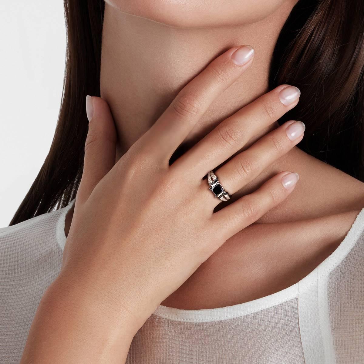 Sophia B 2 1/4ctw. Black & White Princess Diamond Statement Ring