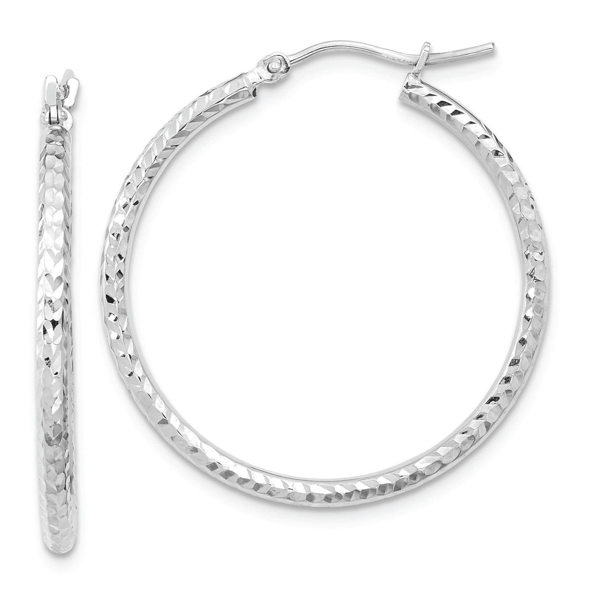 Gold Classics(tm) 10kt. White Gold Cut 31mm Round Tube Hoop Earring