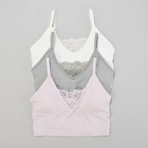 Womens Jessica Simpson 3pk. Ribbed Longline Lace Bras JS49558