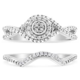 Haus of Brilliance Sterling Silver 1/6ct. Diamond Bridal Set