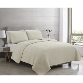 Patina Vie 3pc. Flavia Cotton Stitched Embroidered Quilt Set