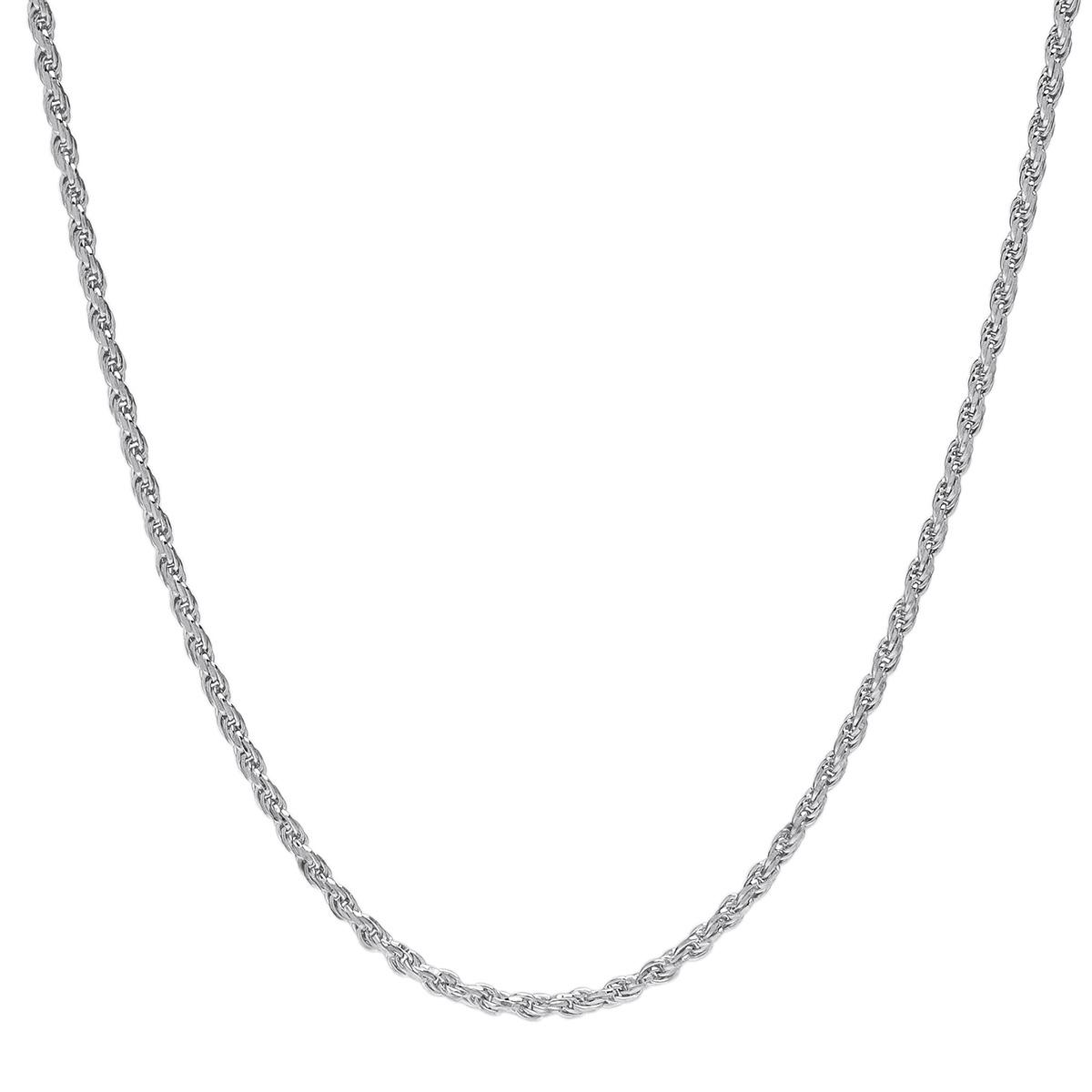 16in. Sterling Silver Polished Solid Rope Chain Necklace