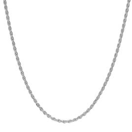 16in. Sterling Silver Polished Solid Rope Chain Necklace