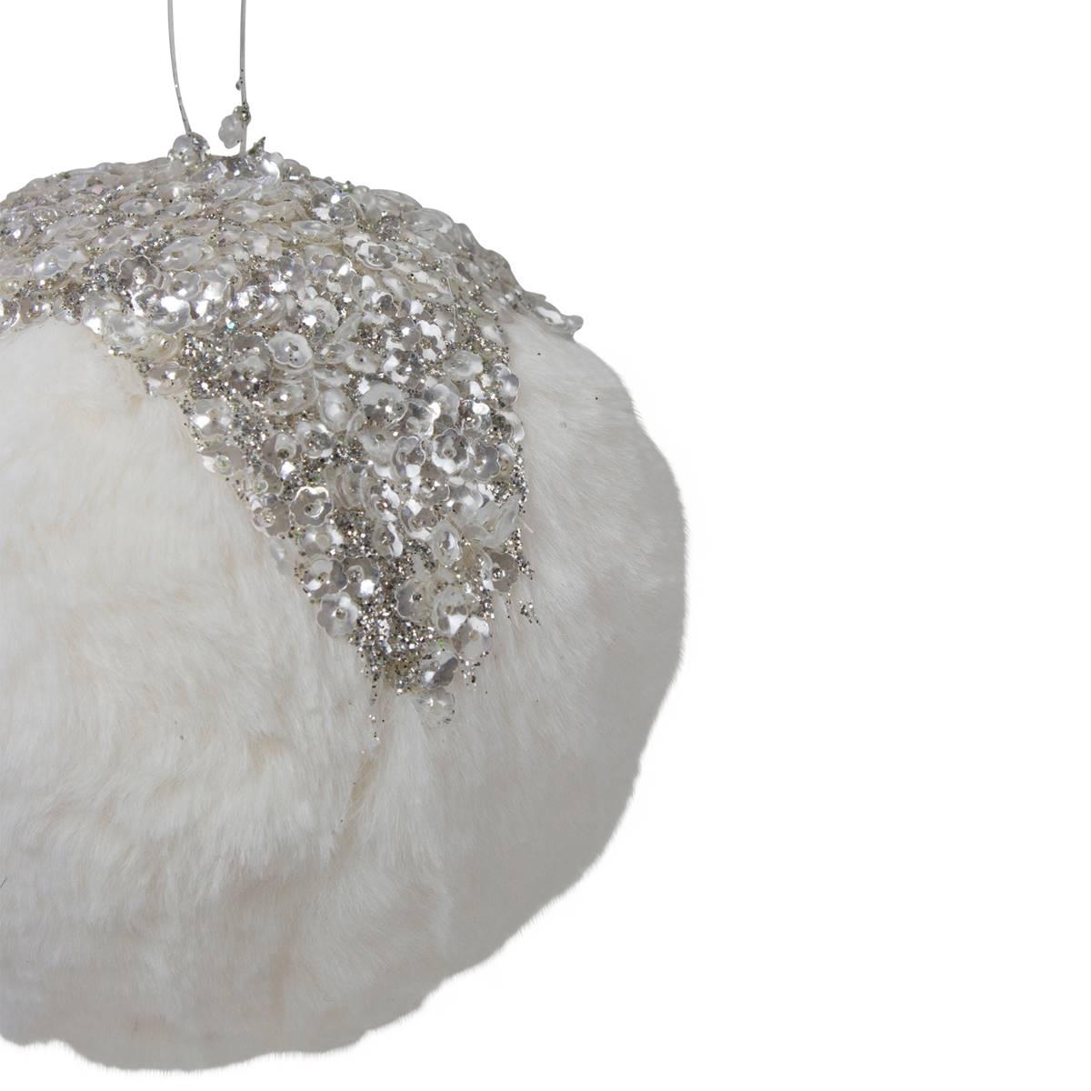 Northlight 4.25in. Glittered White and Silver Sequined Christmas